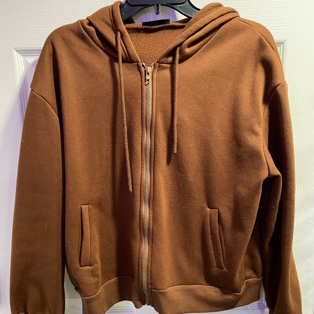 A zip up hoodie